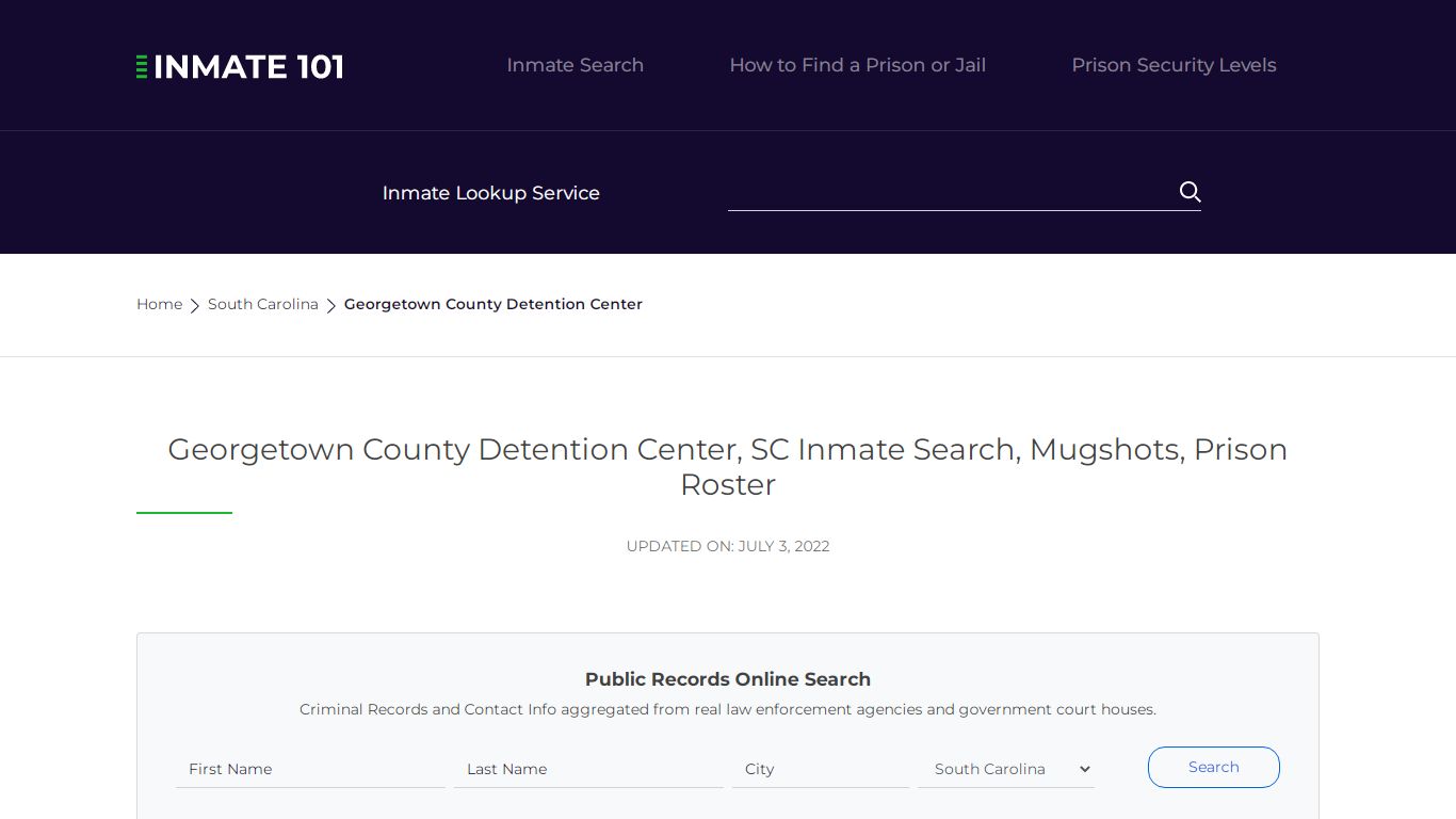 Georgetown County Detention Center, SC Inmate Search ...