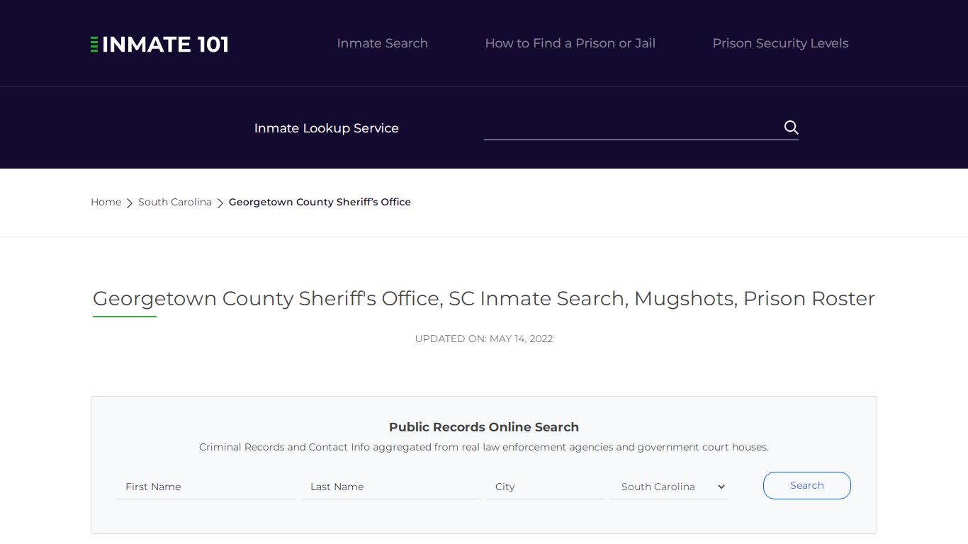 Georgetown County Sheriff's Office, SC Inmate Search ...